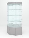 Витрина стеклянная "ИСТРА" угловая №19 шестигранная (с дверкой, задняя стенка - зеркало), Серый