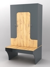 Комплект шкафов для раздевалок со скамейкой "ТРЕНЕР" №1, Темно-серый и Дуб Золотистый