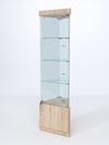 Витрина стеклянная "ИСТРА" угловая №3-У трехгранная (с дверками, бока - зеркало), Дуб Сонома
