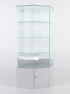 Витрина стеклянная "ИСТРА" угловая №120 шестигранная (без дверки задние стенки - зеркало), Серый