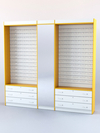 Комплект витрин и шкафов-накопителей с зеркалом №4, Белый + Солнечный цвет