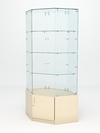 Витрина стеклянная "ИСТРА" угловая №118 шестигранная (без дверки, задние стенки - стекло), Крем Вайс