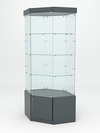 Витрина стеклянная "ИСТРА" угловая №17 шестигранная (с дверкой, задние стенки - стекло), Темно-Серый