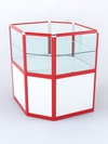 Прилавок из профиля угловой шестигранный №3 (с дверками), Белый + Красный