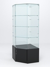 Витрина стеклянная "ИСТРА" угловая №15 пятигранная (с дверкой, задние стенки - стекло), Черный