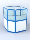 Прилавок из профиля угловой шестигранный №3 (без дверок), Белый + Делфт голубой