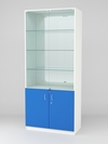 Витрина для аптек №1-3 задняя стенка зеркало, Белый-Делфт голубой