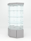 Витрина стеклянная "ИСТРА" угловая №119 шестигранная (без дверки, задние стенки - зеркало), Серый