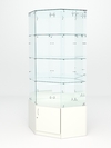 Витрина стеклянная "ИСТРА" угловая №120 шестигранная (без дверки задние стенки - зеркало), Белый