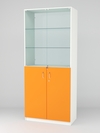 Витрина для аптек №3-2 задняя стенка стекло, Белый-Оранжевый