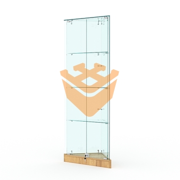 Витрина стеклянная "ИСТРА" угловая №1ХП-У трехгранная (с дверками, бока - стекло)