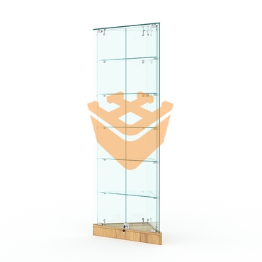 Витрина стеклянная "ИСТРА" угловая №501ХП-У трехгранная (с дверками, бока - стекло)