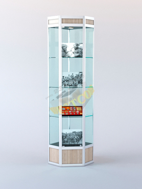 Витрина для музеев вооруженных сил "ЭКСПОНАТ" №5-2 угловая (задняя стенка стекло)