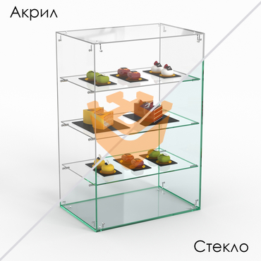 Витрина "СЛАДОСТЬ" №3А-О для выпечки настольная с прямыми полками без дверок