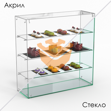 Витрина "СЛАДОСТЬ" №2А-О для выпечки настольная с прямыми полками без дверок