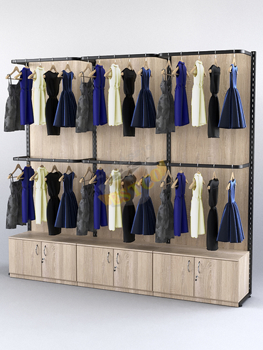 Пристенная система с П-образными поручнями для одежды "LOFT" №1-ЗС-Н 2700мм