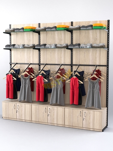 Пристенная система с кронштейнами и прозрачными полками для одежды "LOFT" №4-ЗС-Н 2700мм