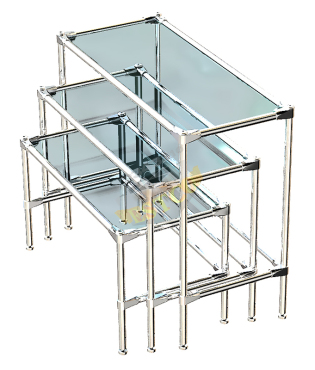 Комплект столов №1-1В с полками стекло 6мм (прозрачное)