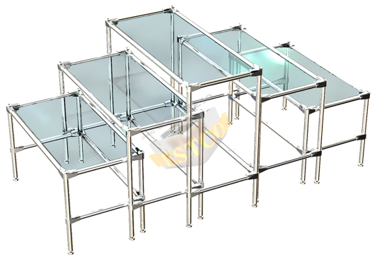 Комплект столов №2-1В с полками стекло 6мм (прозрачное)