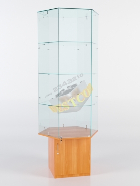 Витрина стеклянная "ИСТРА" шестигранная №41 (с дверкой, задние стенки - стекло)