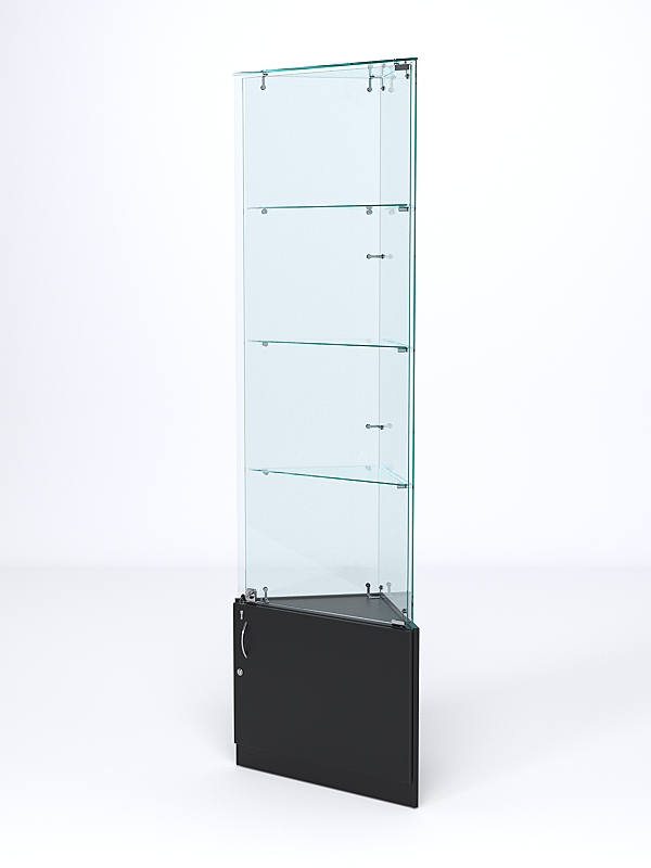 Витрина стеклянная "ИСТРА" угловая №5-У трехгранная (с дверками, бока - стекло) Черный