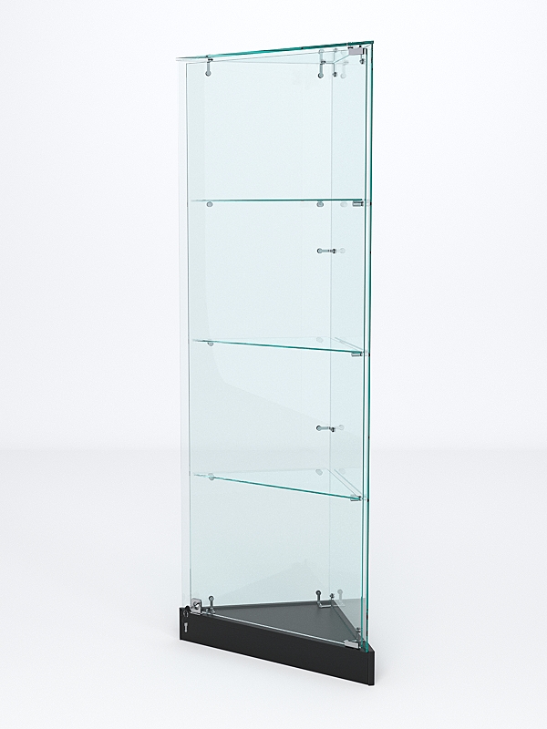 Витрина стеклянная "ИСТРА" угловая №1ХП-У трехгранная (с дверками, бока - стекло) Черный