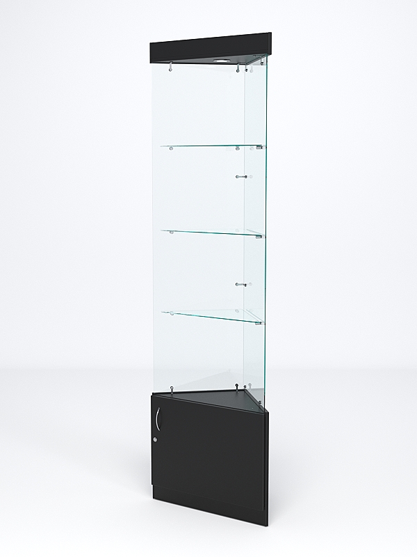 Витрина стеклянная "ИСТРА" угловая №101-У трехгранная (без дверок, бока - стекло) Черный