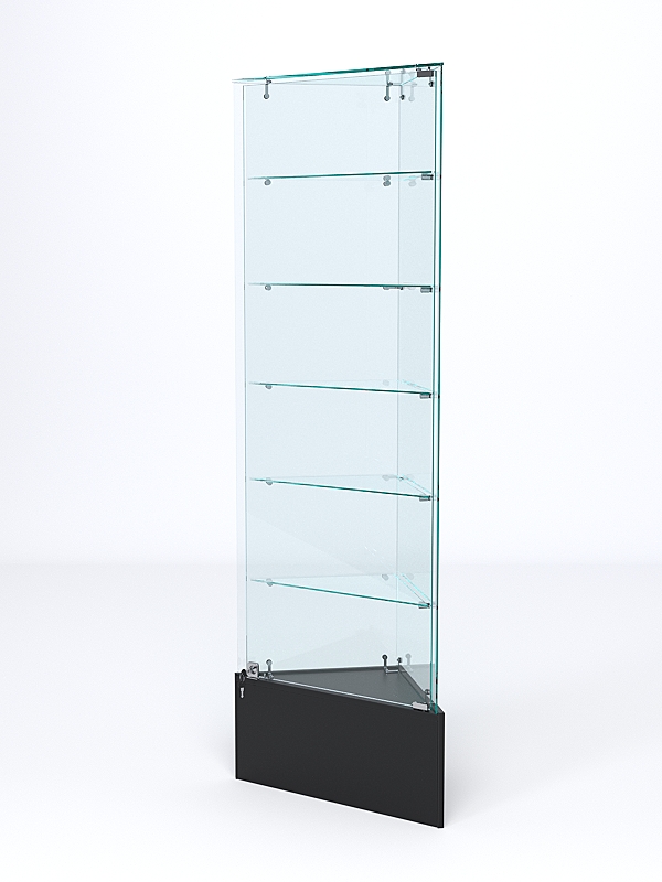 Витрина стеклянная "ИСТРА" угловая №510-У трехгранная (с дверками, бока - стекло) Черный