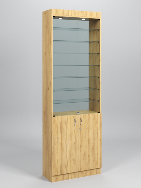 Витрина №6-2 (с дверками, задняя стенка - стекло) Дуб Золотистый