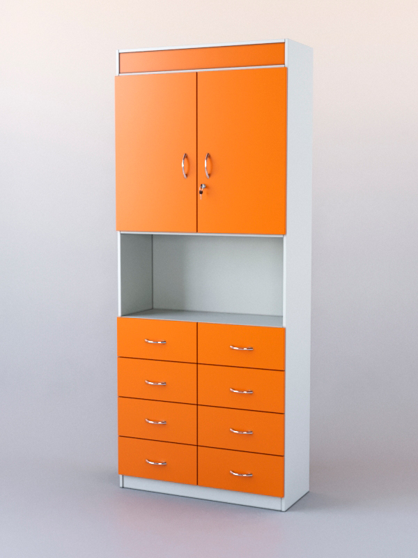 Шкаф "АПТЕКА" №3 Белый + Оранжевый