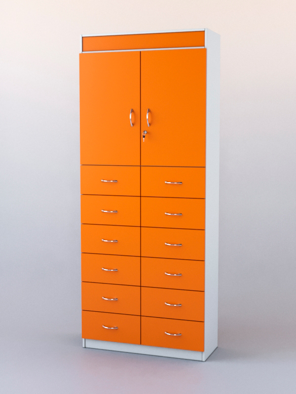 Шкаф "АПТЕКА" №4 Белый + Оранжевый