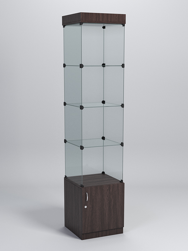 Витрина стеклянная "КУБ" №2-СТ стаканчик (без дверок, передняя стенка - стекло) Дуб Венге