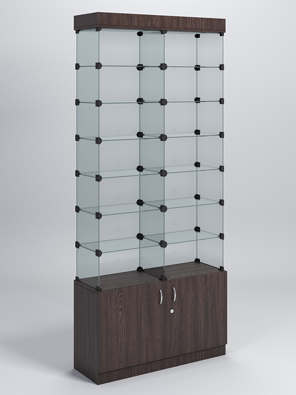 Витрина стеклянная "КУБ" №31 (без дверок, передняя стенка - стекло) Дуб Венге