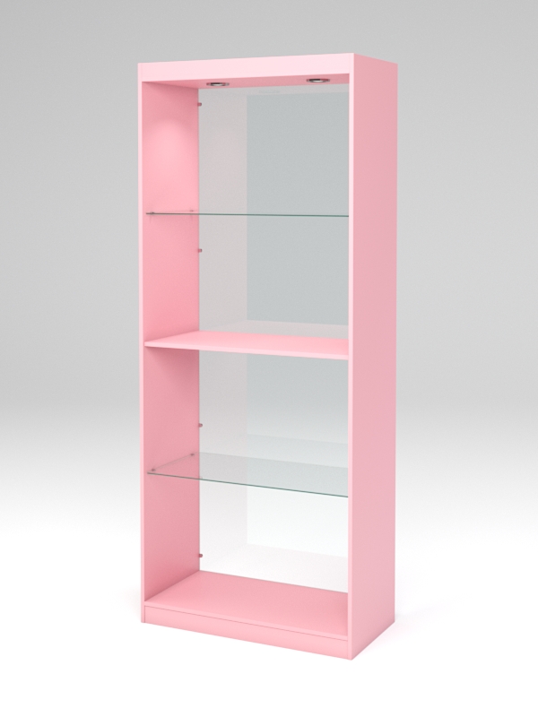Стеллаж "АФРОДИТА" №2-5 (задняя стенка - стекло) Фламинго розовый