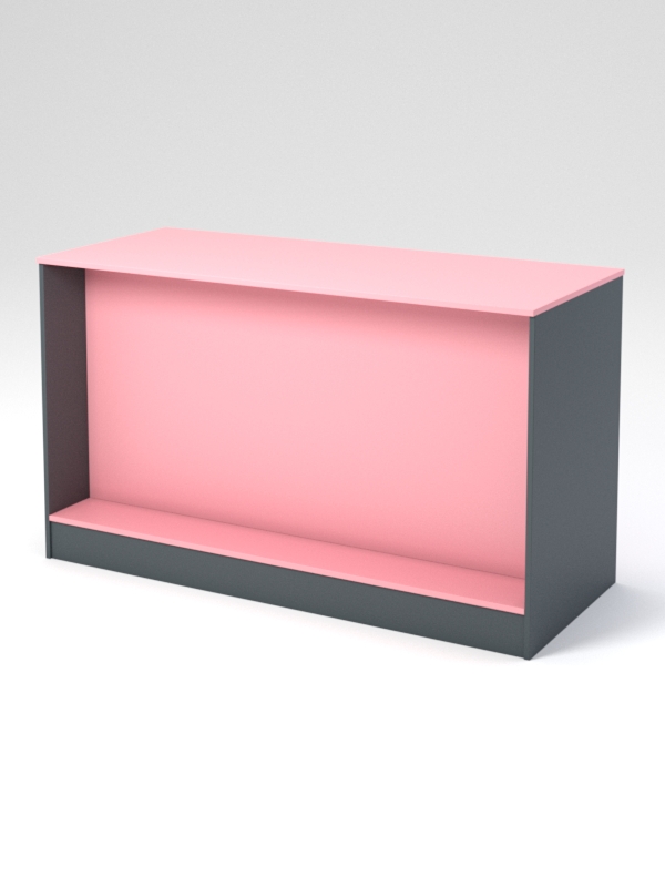 Каркас кассового стола "РИВЬЕРА" на 3 модуля Фламинго розовый и Темно-серый