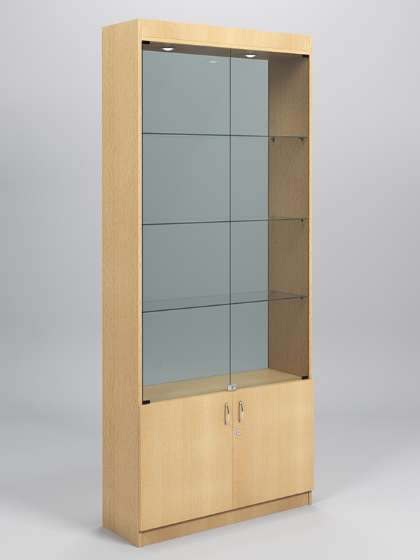 Витрина №300-2 (с дверками, задняя стенка - стекло) Бук Бавария