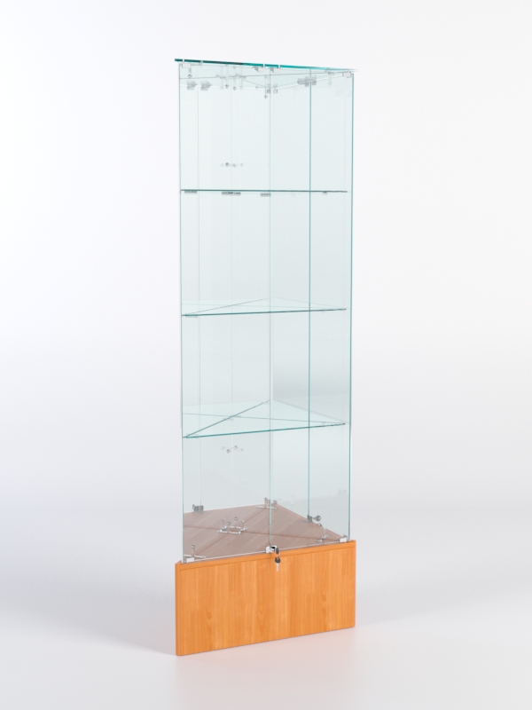Витрина стеклянная "ИСТРА" угловая №12-У трехгранная (с дверками, бока - зеркало) Вишня