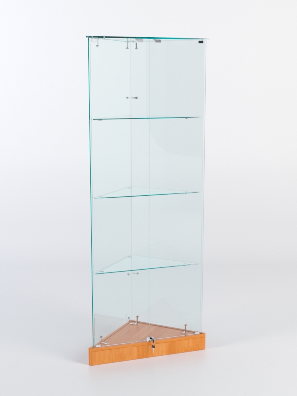 Витрина стеклянная "ИСТРА" угловая №1ХП-У трехгранная (с дверками, бока - стекло) Вишня