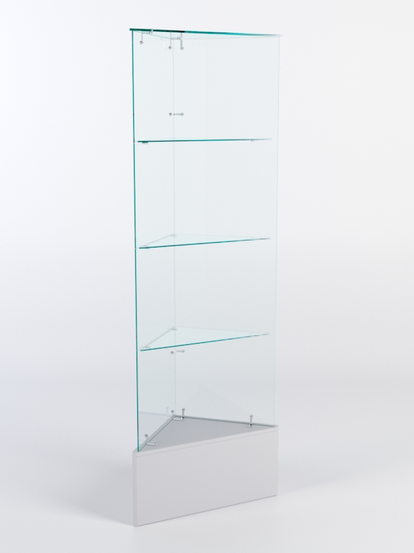 Витрина стеклянная "ИСТРА" угловая №109-У трехгранная (без дверок, бока - стекло) Серый