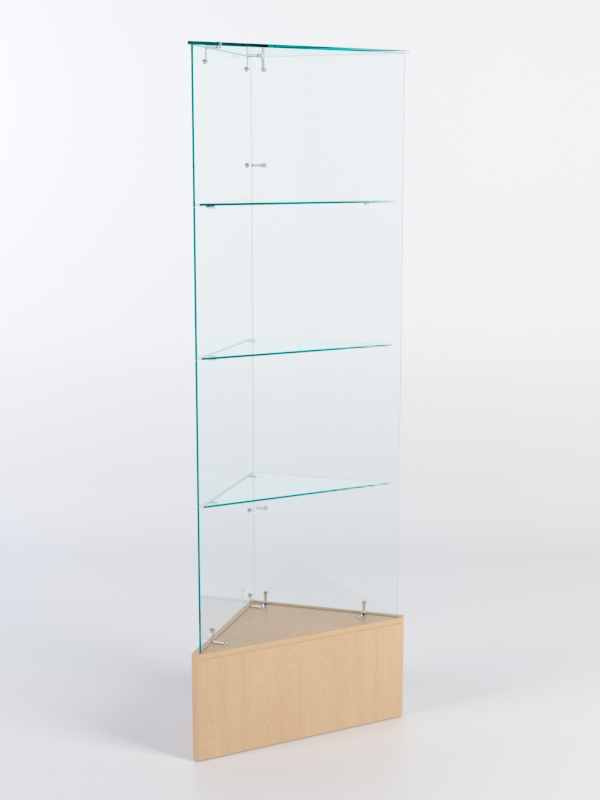Витрина стеклянная "ИСТРА" угловая №109-У трехгранная (без дверок, бока - стекло) Бук Бавария