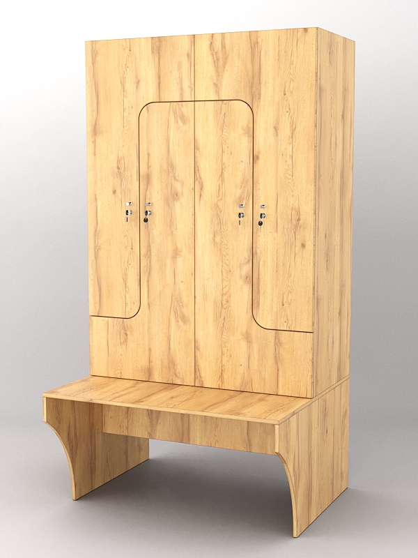 Комплект шкафов для раздевалок со скамейкой "ТРЕНЕР" №1 Дуб Золотистый