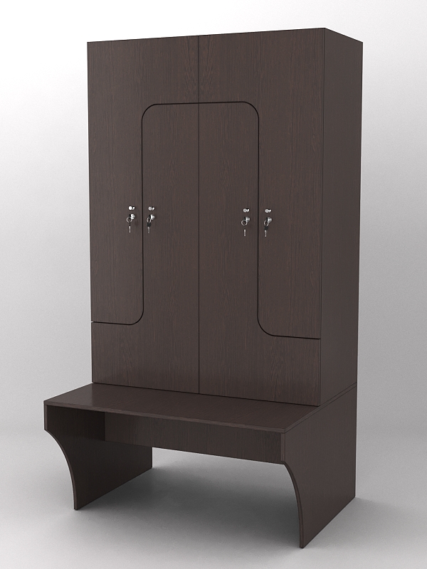 Комплект шкафов для раздевалок со скамейкой "ТРЕНЕР" №1 Дуб Венге
