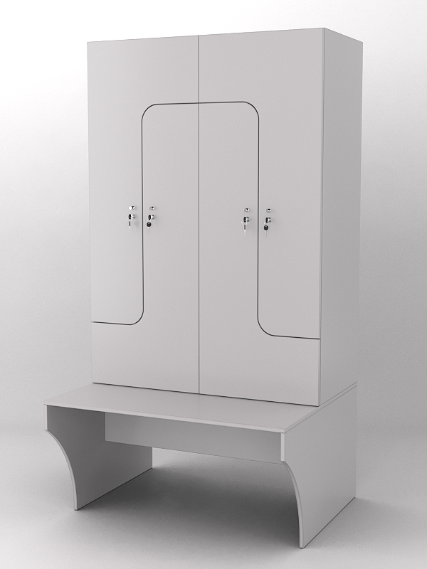 Комплект шкафов для раздевалок со скамейкой "ТРЕНЕР" №1 Серый