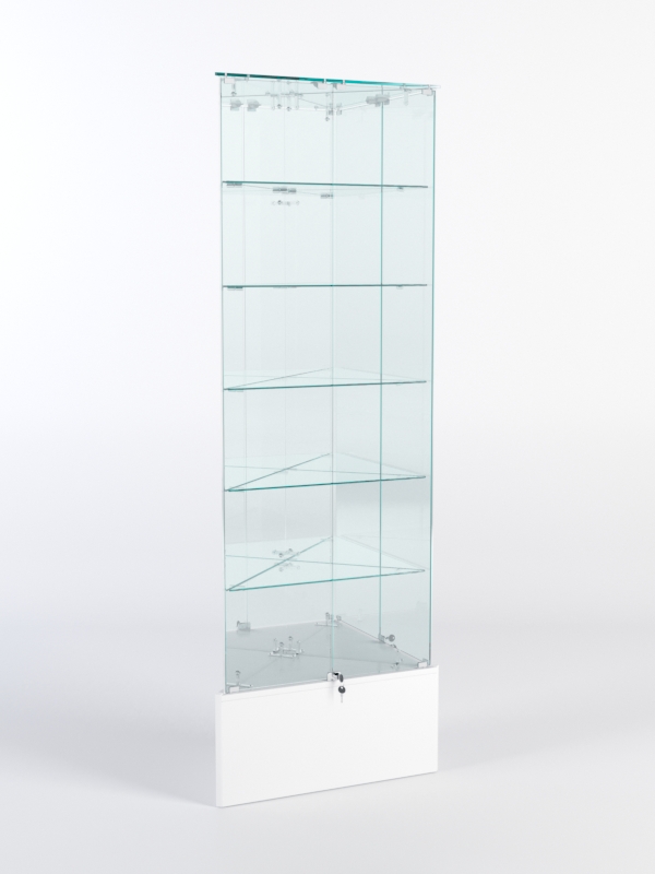 Витрина стеклянная "ИСТРА" угловая №512-У трехгранная (с дверками, бока - зеркало) Белый