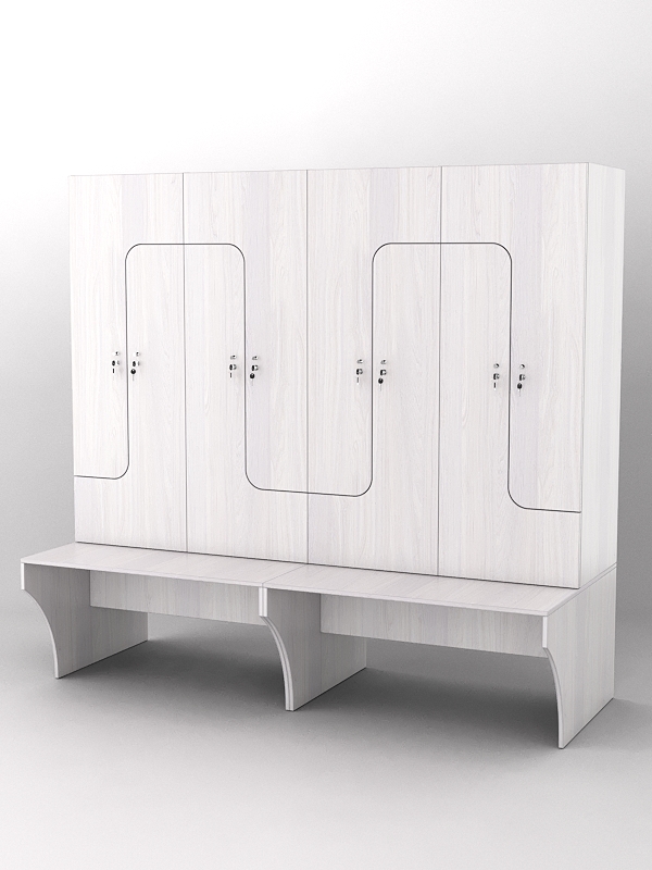 Комплект шкафов для раздевалок со скамейкой "ТРЕНЕР" №2 Ясень Анкор U31104
