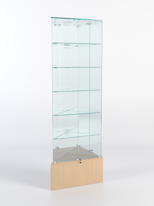 Витрина стеклянная "ИСТРА" угловая №512-У трехгранная (с дверками, бока - зеркало) Бук Бавария