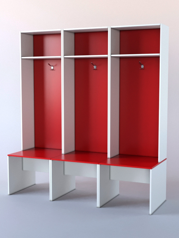 Комплект шкафов для раздевалок "СПОРТ" №1 Белый + Красный