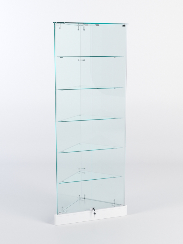Витрина стеклянная "ИСТРА" угловая №501ХП-У трехгранная (с дверками, бока - стекло) Белый