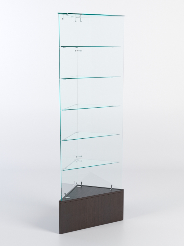 Витрина стеклянная "ИСТРА" угловая №609-У трехгранная (без дверок, бока - стекло) Дуб Венге