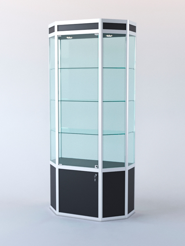 Витрина для музеев вооруженных сил "ЭКСПОНАТ" №13-2 шестигранная (задняя стенка стекло) Черный
